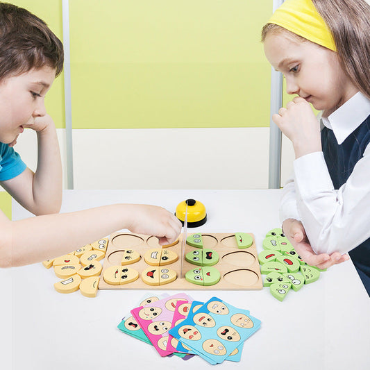 Wooden children's early education fun expression egg matching game