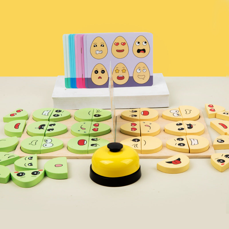 Wooden children's early education fun expression egg matching game