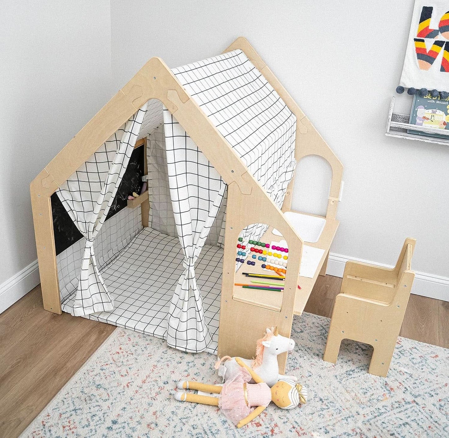 Wooden  5 In 1 Large Playhouse Windowpane