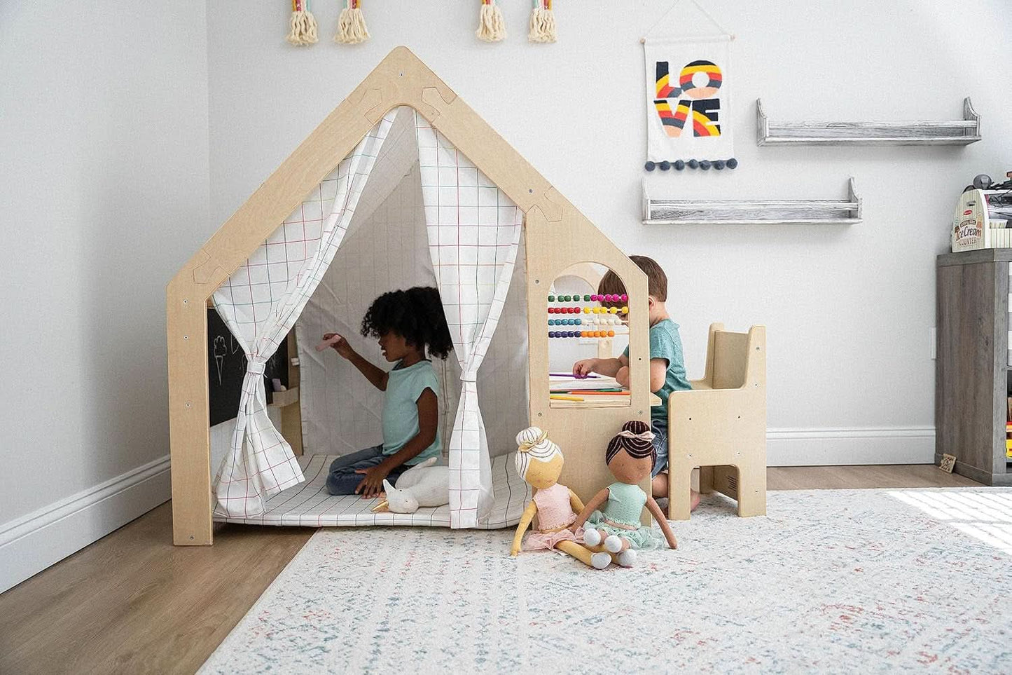 Wooden  5 In 1 Large Playhouse Windowpane