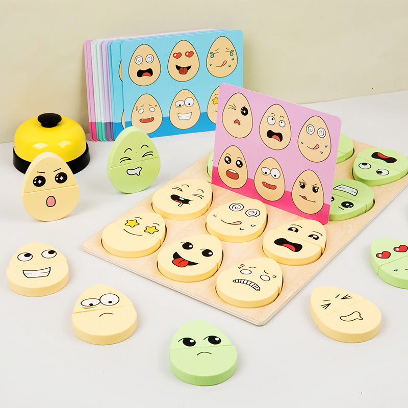 Wooden children's early education fun expression egg matching game