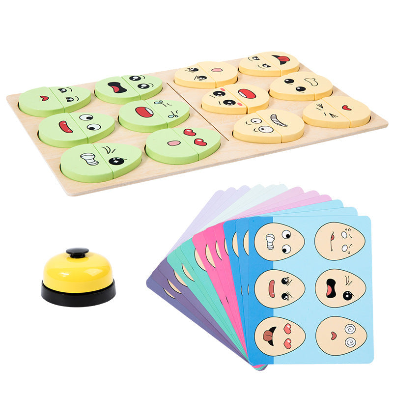 Wooden children's early education fun expression egg matching game