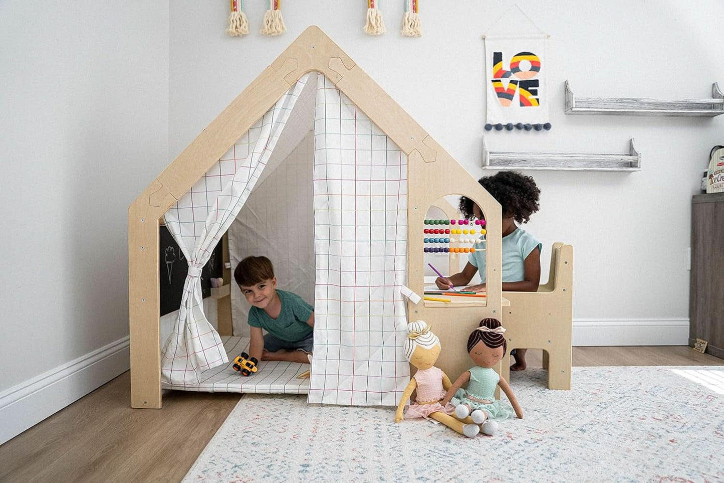 Wooden  5 In 1 Large Playhouse Windowpane